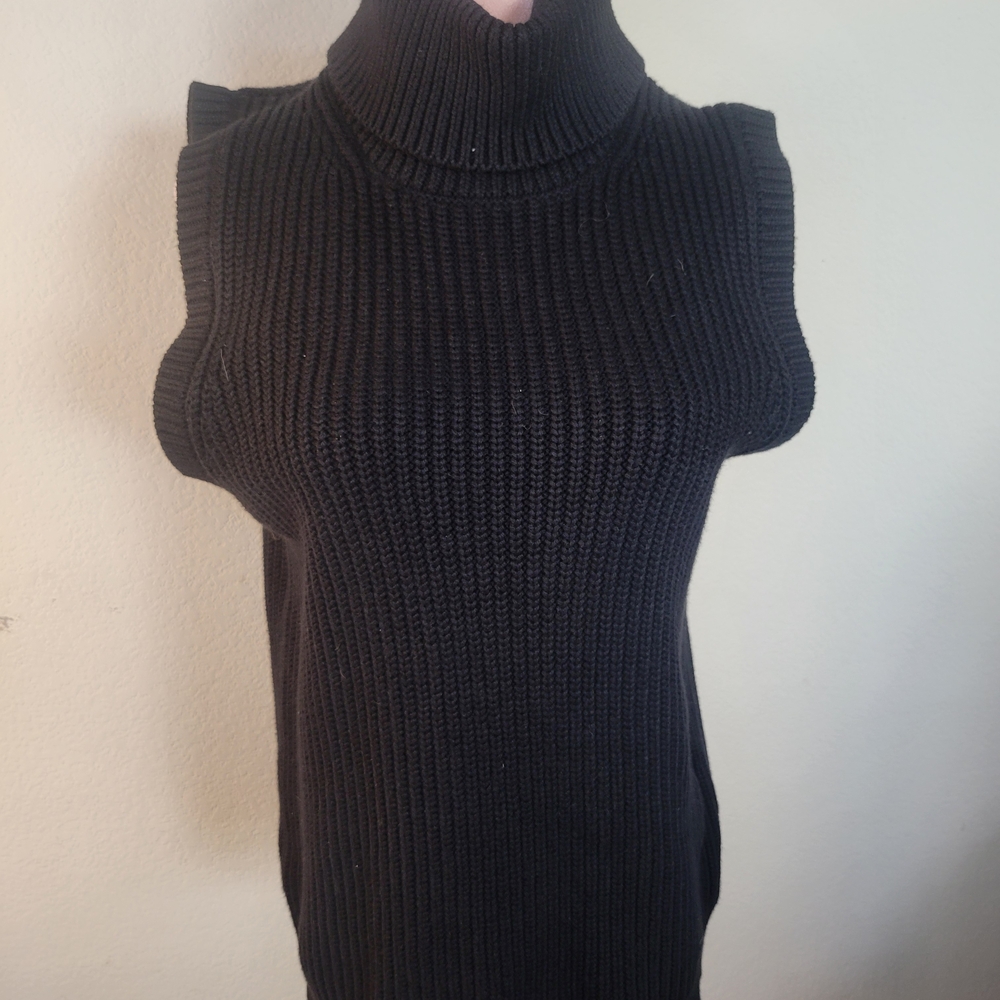 Michael Kors Black Sleeveless Turtleneck Sweater